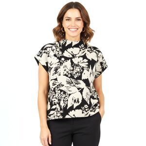 Joie Sleeveless Floral Knit Sweater Black Beige Medium Dark Academia Soft‎ Girl